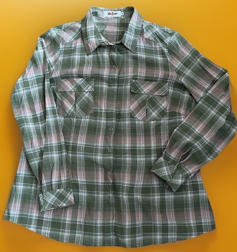 Damen hemd bluse grün rosa - bluse, grün/rosa