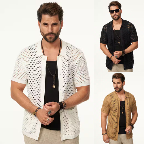 Herren poloshirt crochet - herren,
