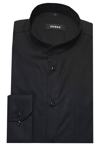 Huber stehkragen hemd schwarz - huber,